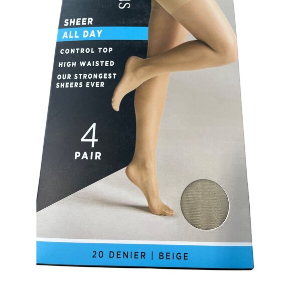 Silk Impressions Pantyhose Size XXXL Control Top High Waist 4 Pair 20 Denier NEW - Picture 2 of 7